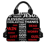 Christian Cross Religious Words Print Insulated Lunch Bag