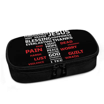 Christian Cross Religious Words Print Insulin Cooler Travel Case
