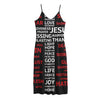 Christian Cross Religious Words Print Jersey Midi Cami Dress