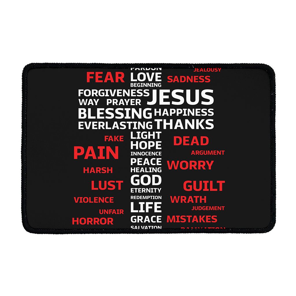 Christian Cross Religious Words Print Kitchen Mat