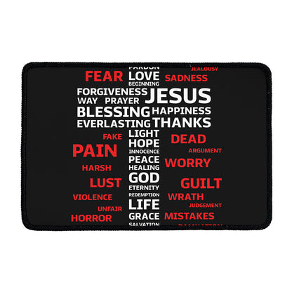 Christian Cross Religious Words Print Kitchen Mat