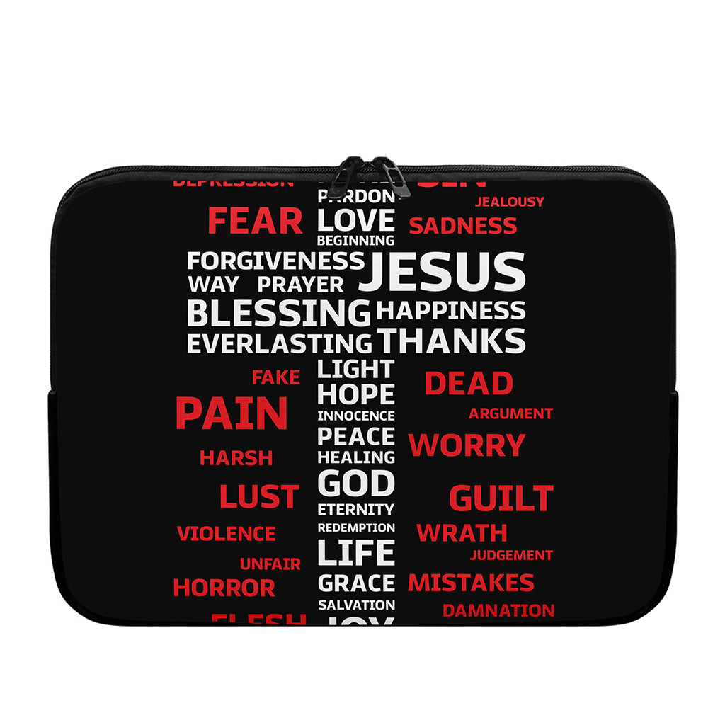 Christian Cross Religious Words Print Laptop Sleeve