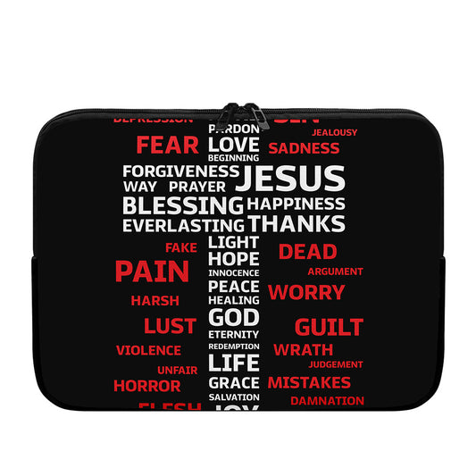 Christian Cross Religious Words Print Laptop Sleeve