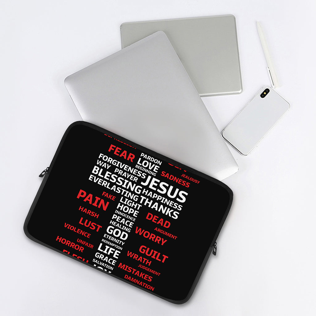 Christian Cross Religious Words Print Laptop Sleeve