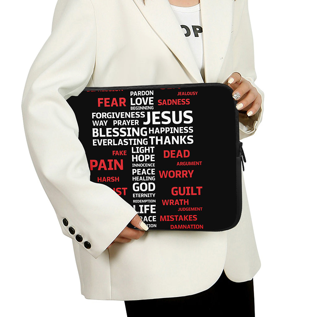 Christian Cross Religious Words Print Laptop Sleeve
