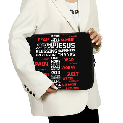 Christian Cross Religious Words Print Laptop Sleeve