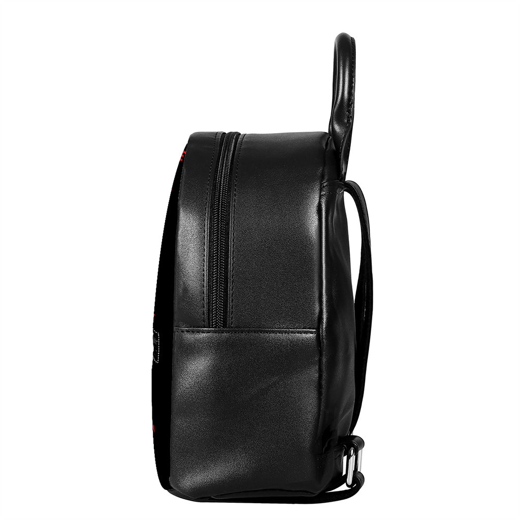 Christian Cross Religious Words Print Leather Backpack