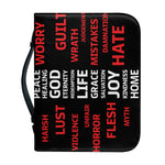 Christian Cross Religious Words Print Leather Bible Cover