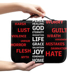 Christian Cross Religious Words Print Leather Bible Cover