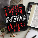 Christian Cross Religious Words Print Leather Bible Cover