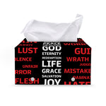 Christian Cross Religious Words Print Leather Tissue Box Cover