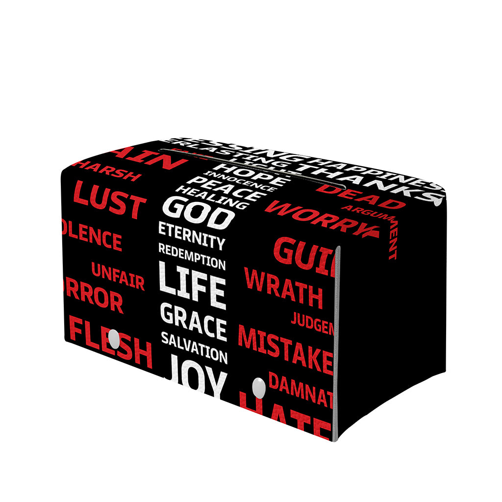 Christian Cross Religious Words Print Leather Tissue Box Cover