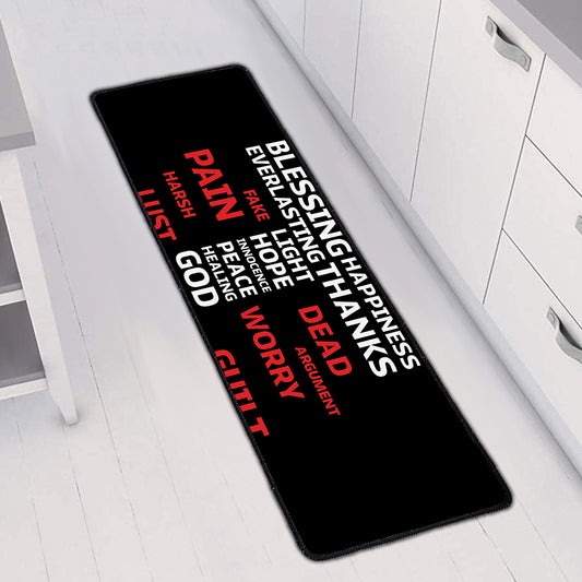 Christian Cross Religious Words Print Long Kitchen Mat