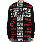 Christian Cross Religious Words Print Long Sleeve Baseball Jersey