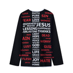 Christian Cross Religious Words Print Long Sleeve Short Coat