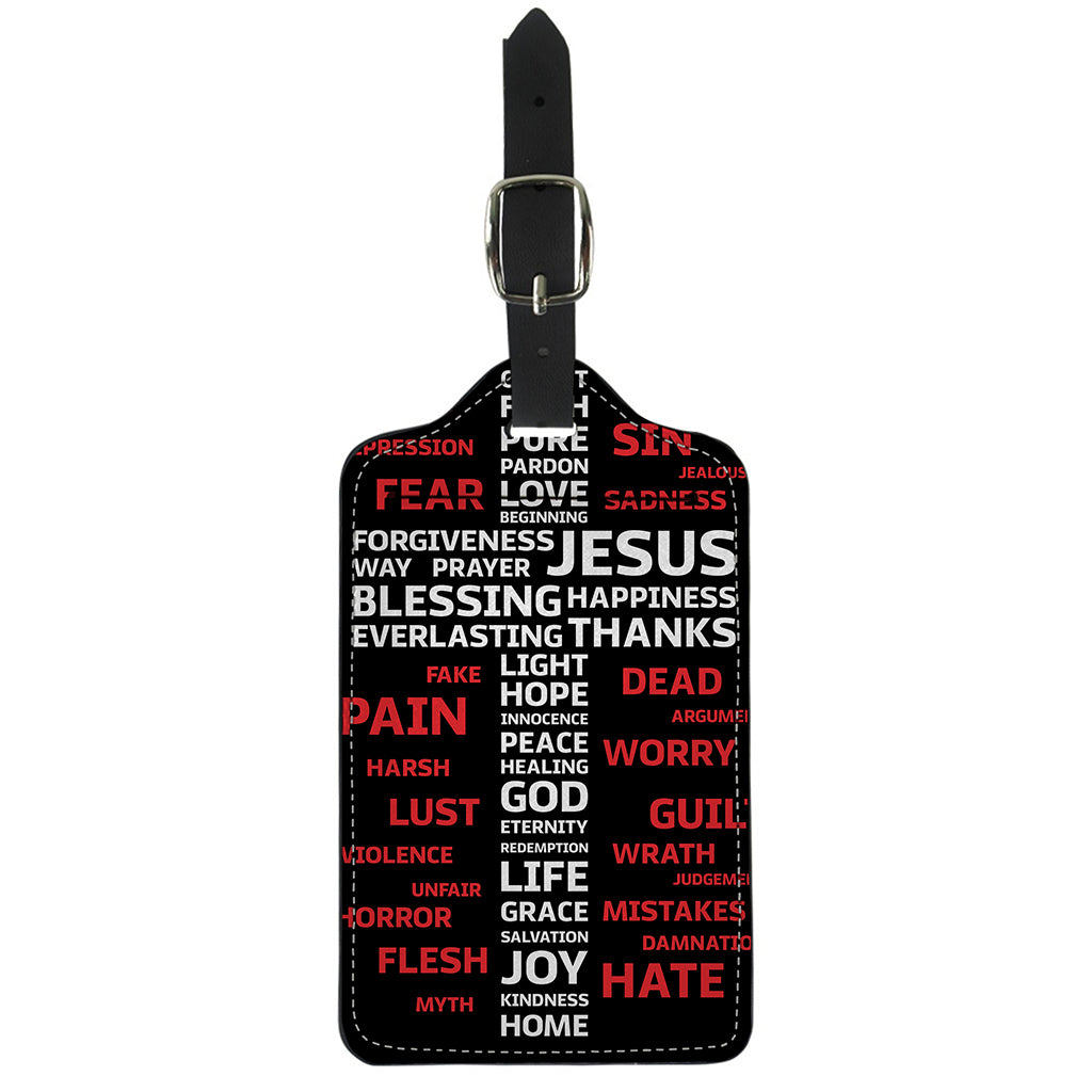 Christian Cross Religious Words Print Luggage Tag