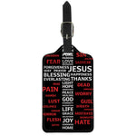 Christian Cross Religious Words Print Luggage Tag