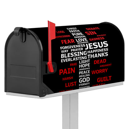 Christian Cross Religious Words Print Mailbox Cover