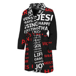 Christian Cross Religious Words Print Men's Bathrobe