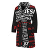 Christian Cross Religious Words Print Men's Bathrobe