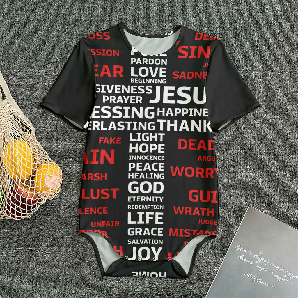 Christian Cross Religious Words Print Men's Bodysuit