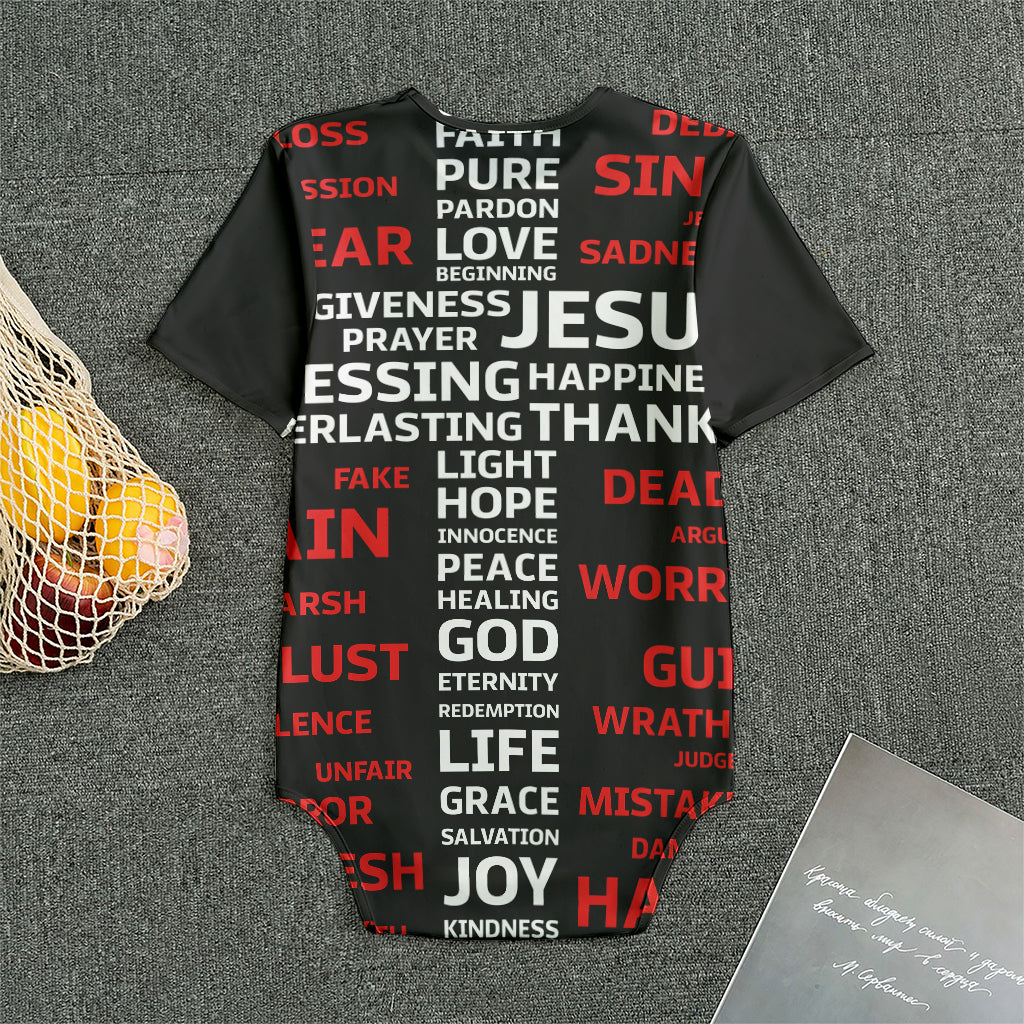 Christian Cross Religious Words Print Men's Bodysuit