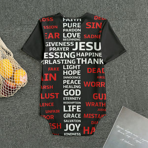 Christian Cross Religious Words Print Men's Bodysuit