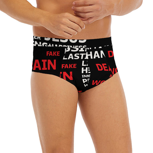 Christian Cross Religious Words Print Men's Briefs