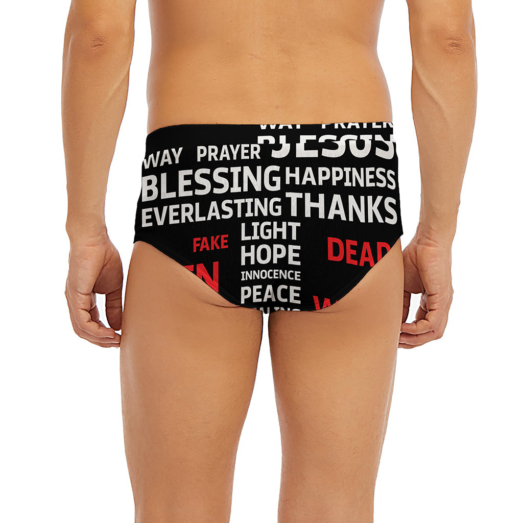 Christian Cross Religious Words Print Men's Briefs