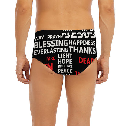 Christian Cross Religious Words Print Men's Briefs