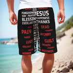 Christian Cross Religious Words Print Men's Cargo Shorts