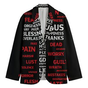 Christian Cross Religious Words Print Men's Cotton Blazer