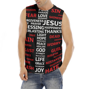 Christian Cross Religious Words Print Men's Fitness Tank Top