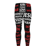 Christian Cross Religious Words Print Men's leggings