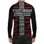 Christian Cross Religious Words Print Men's Long Sleeve Rash Guard