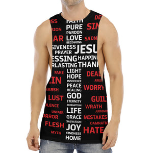 Christian Cross Religious Words Print Men's Muscle Tank Top