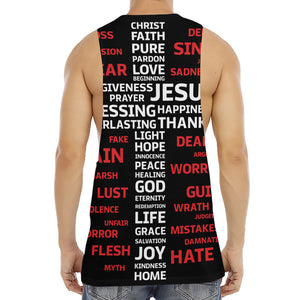 Christian Cross Religious Words Print Men's Muscle Tank Top