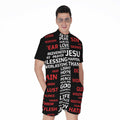 Christian Cross Religious Words Print Men's Romper