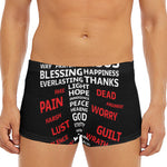 Christian Cross Religious Words Print Men's Short Boxer Briefs