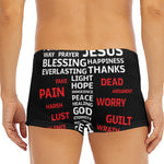 Christian Cross Religious Words Print Men's Short Boxer Briefs