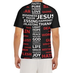 Christian Cross Religious Words Print Men's Short Sleeve Rash Guard