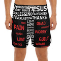 Christian Cross Religious Words Print Men's Split Running Shorts