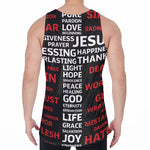 Christian Cross Religious Words Print Men's Velvet Tank Top