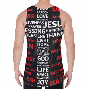 Christian Cross Religious Words Print Men's Velvet Tank Top