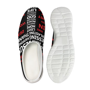 Christian Cross Religious Words Print Mesh Casual Shoes