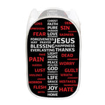 Christian Cross Religious Words Print Mesh Laundry Hamper