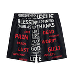 Christian Cross Religious Words Print Mesh Shorts