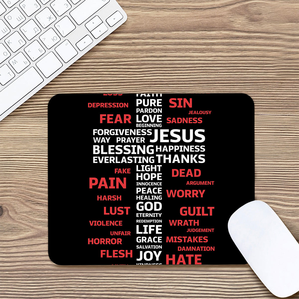 Christian Cross Religious Words Print Mouse Pad