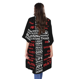 Christian Cross Religious Words Print Open Front Beach Cover Up