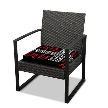 Christian Cross Religious Words Print Outdoor Seat Cushion Cover